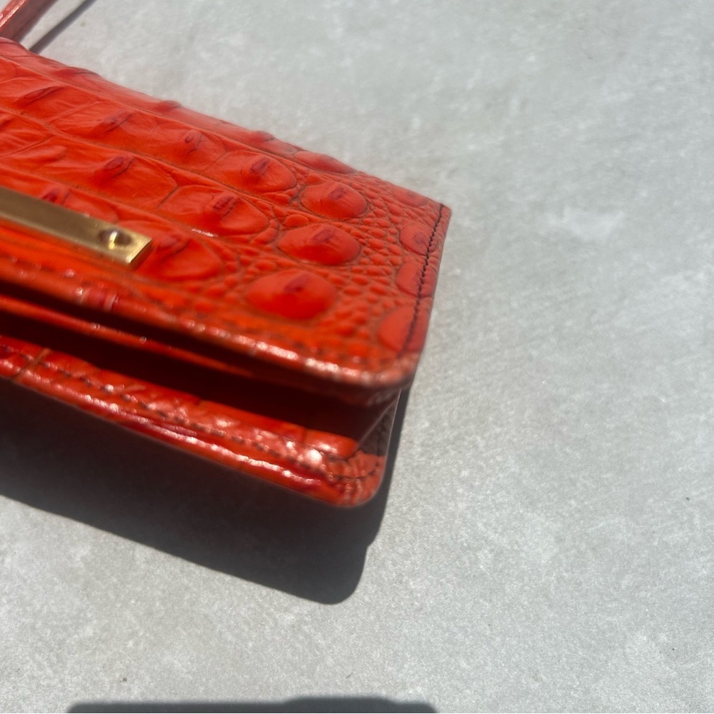 Brahmin fiery Red orange croc embossed backpack, wallet and tassel charm set - Picture 9 of 17